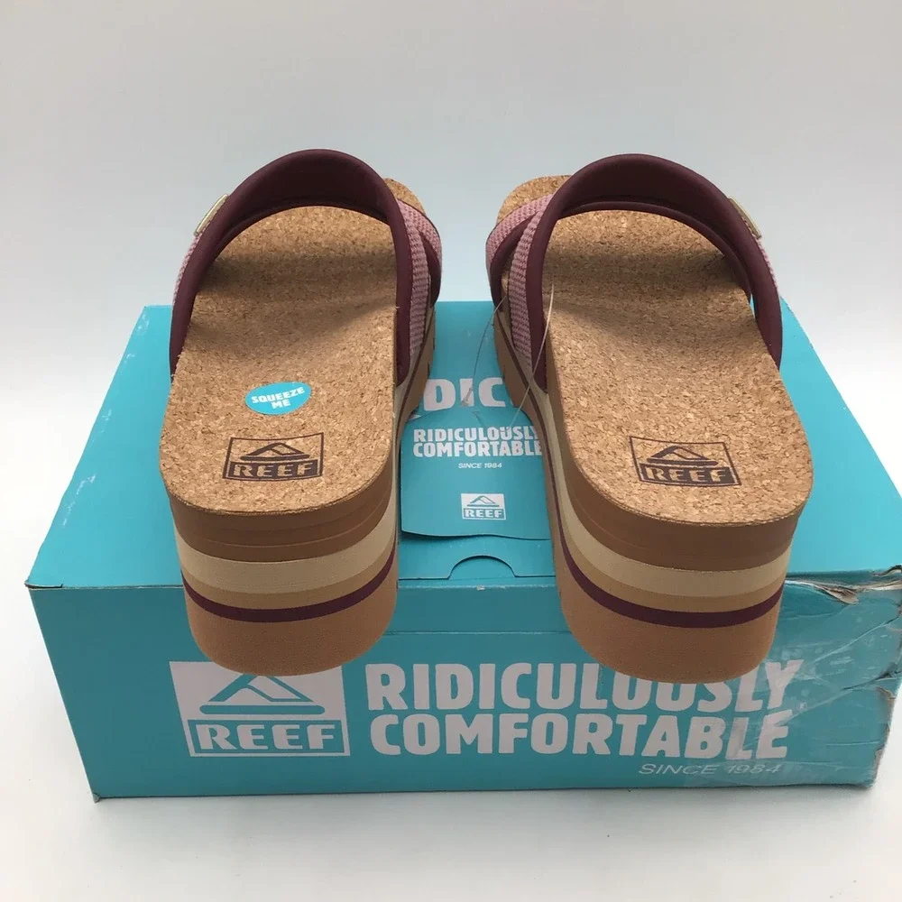 Reef Cushion Vista Higher Burgundy Platform Sandals CJ8149 Womens Size 9 NEW